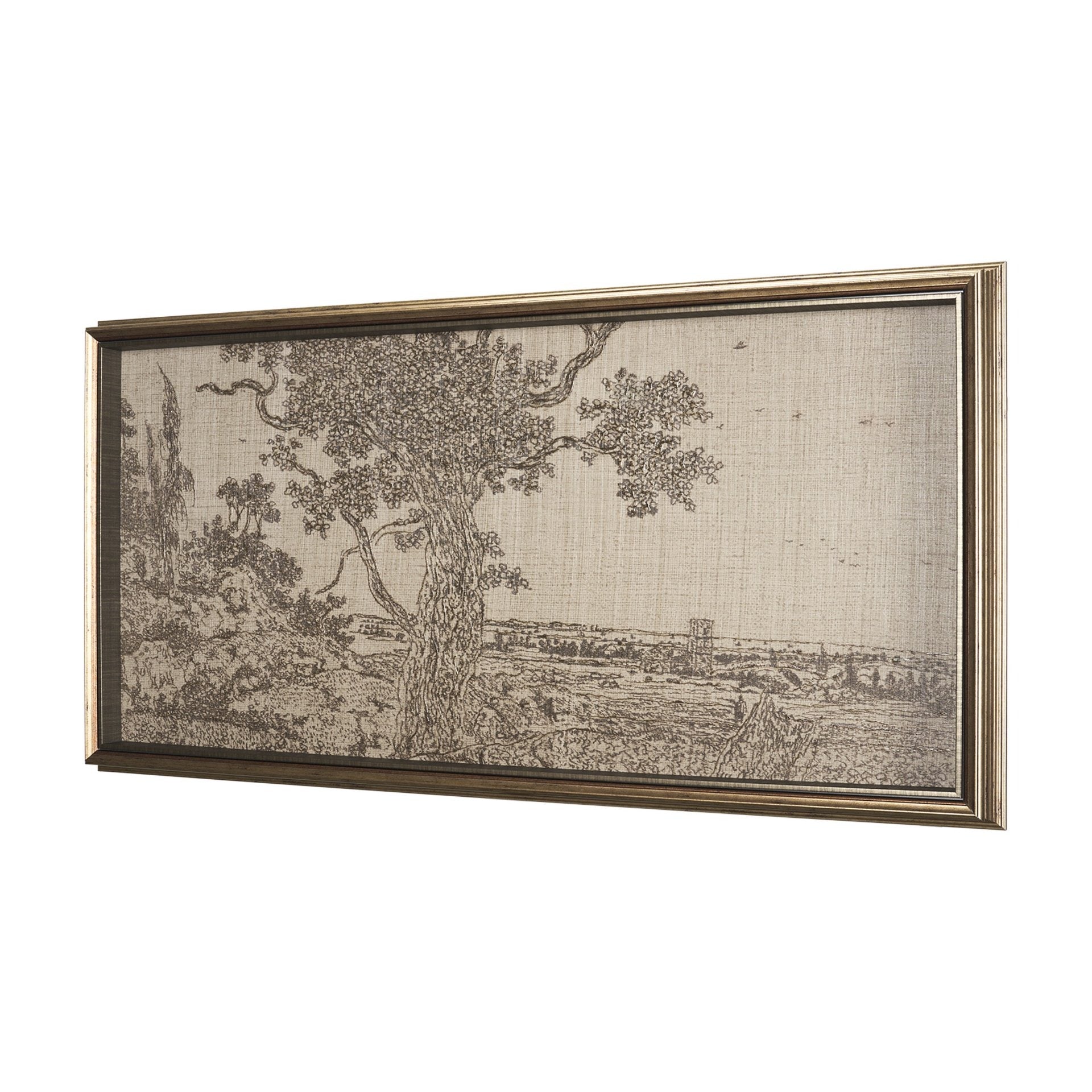 Landscape with an Oak Tree by Hercules Segers a Hand Embellished Framed Decograph Art Print - Dekor Butik