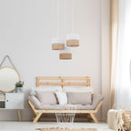 LINOBIANCO 3 - Light Cluster Pendant with Linen & Jute Shades for Dining, Kitchen & Living Room - Dekor Butik