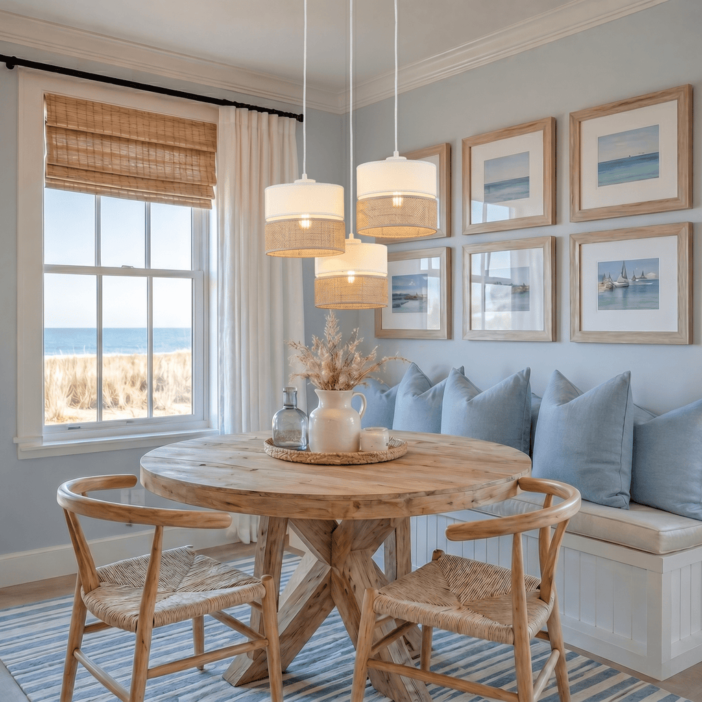 LINOBIANCO 3 - Light Cluster Pendant with Linen & Jute Shades for Dining, Kitchen & Living Room - Dekor Butik