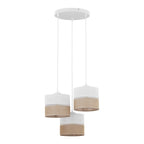 LINOBIANCO 3 - Light Cluster Pendant with Linen & Jute Shades for Dining, Kitchen & Living Room - Dekor Butik