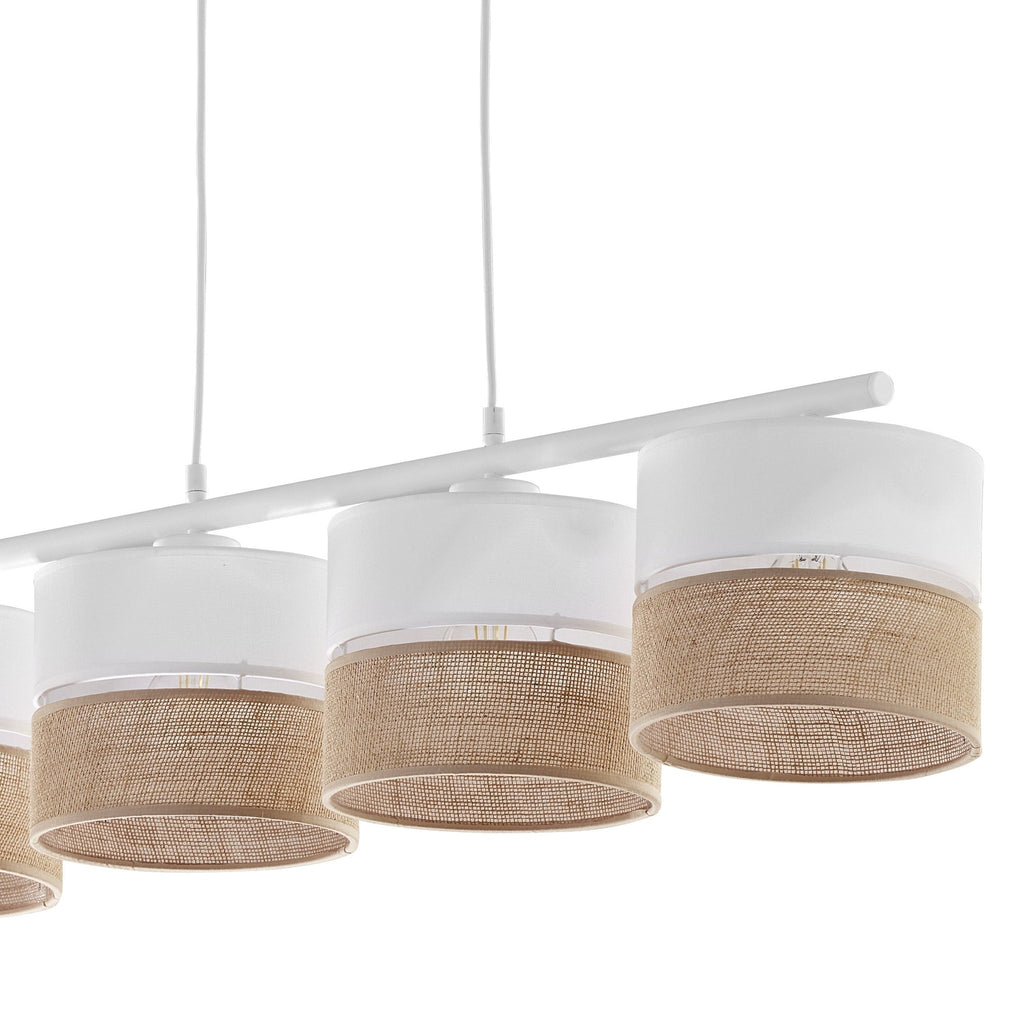 Linobianco 4 - Light Linear Pendant with Linen & Jute Shades for Kitchen Island & Dining Table - Dekor Butik