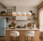 Linobianco 4 - Light Linear Pendant with Linen & Jute Shades for Kitchen Island & Dining Table - Dekor Butik