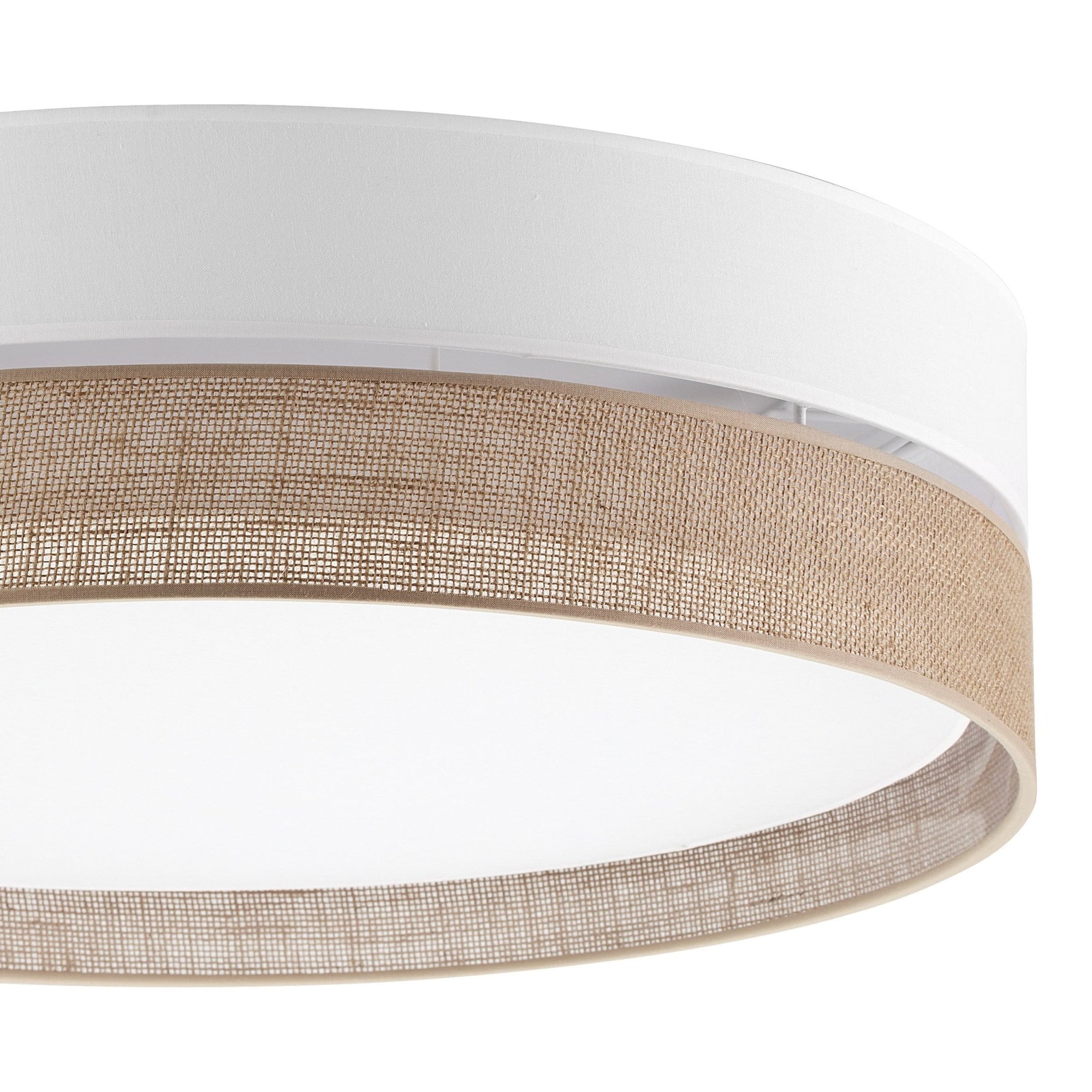 Linobianco Natural Linen Scandinavian Flush Mount Ceiling Light for Bedroom, Hallway & Low Ceilings - Dekor Butik