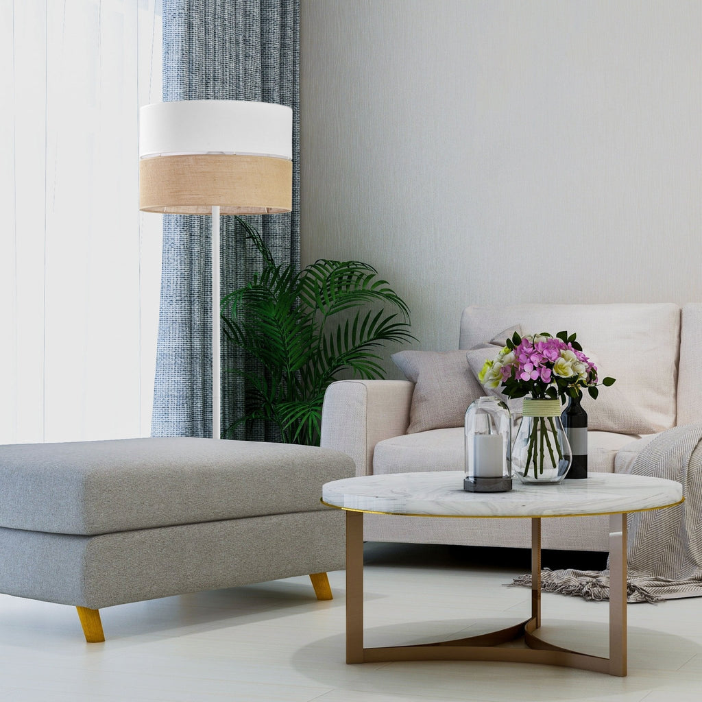 LINOBIANCO Natural Woven Floor Lamp for Living Room, Bedroom & Reading Nook – Scandinavian Minimalist Lighting - Dekor Butik