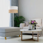 LINOBIANCO Natural Woven Floor Lamp for Living Room, Bedroom & Reading Nook – Scandinavian Minimalist Lighting - Dekor Butik
