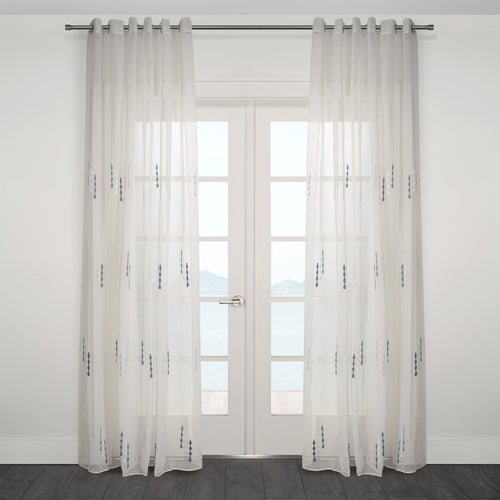 CurtainsLodi Subtle Embroidered Sheer Grommet Curtain 108" x 95" - Dekor Butik