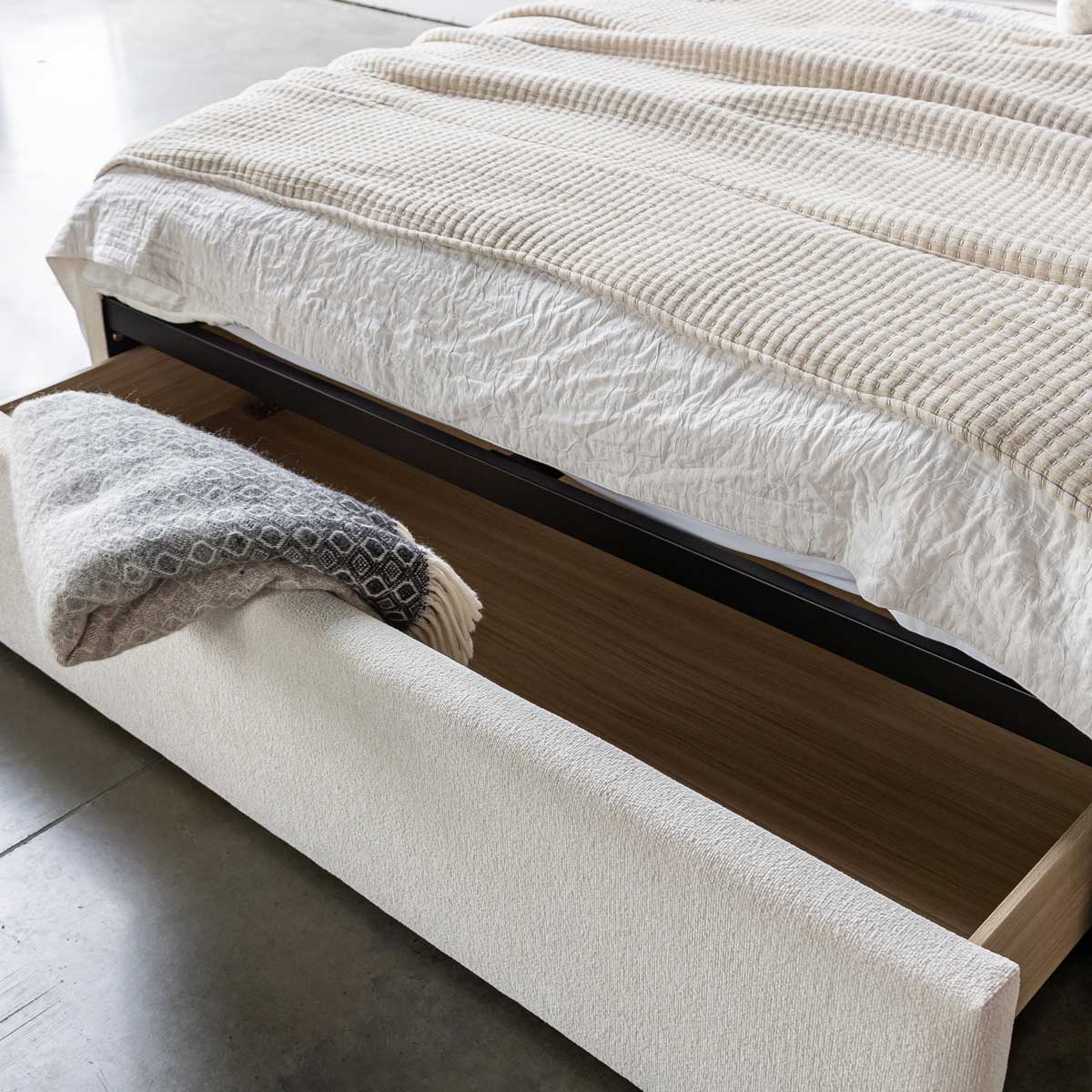 baseLourdes King Storage Drawer Bed - Cream - Dekor Butik