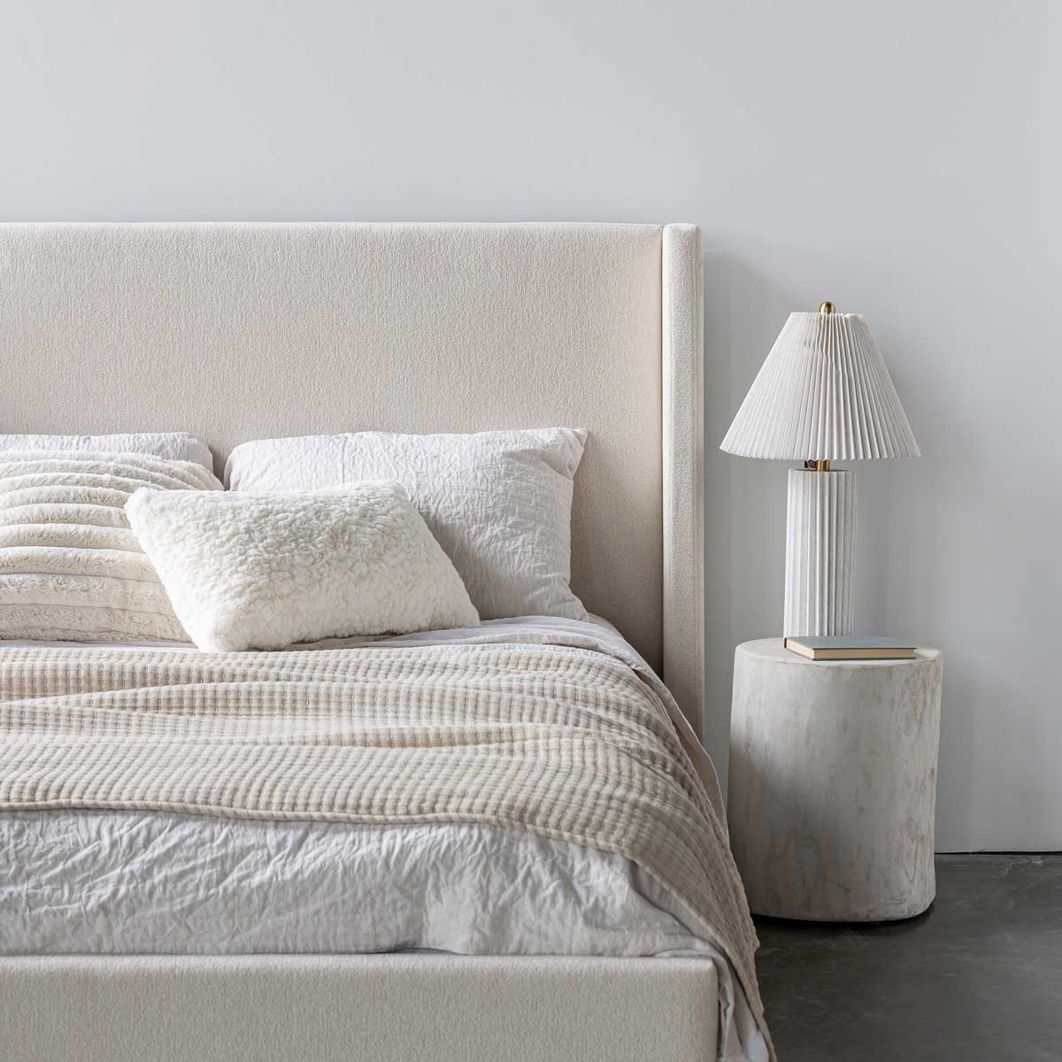 baseLourdes King Storage Drawer Bed - Cream - Dekor Butik