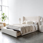 baseLourdes Queen Storage Drawer Bed - Cream - Dekor Butik