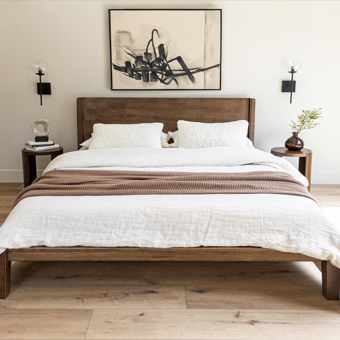 baseLuna Wood Tool - Free Queen Bed - Coffee - Dekor Butik