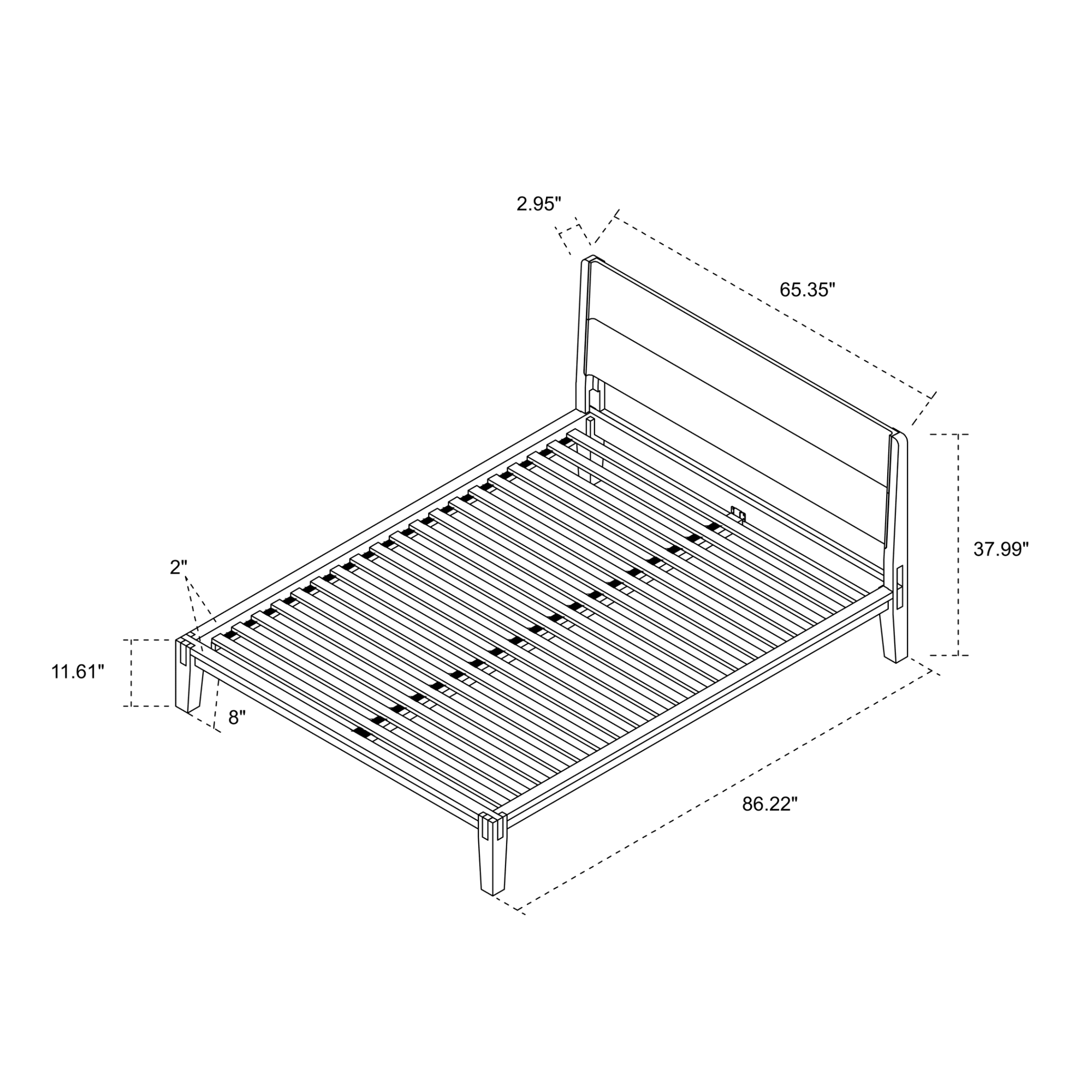 baseLuna Wood Tool - Free Queen Bed - Coffee - Dekor Butik