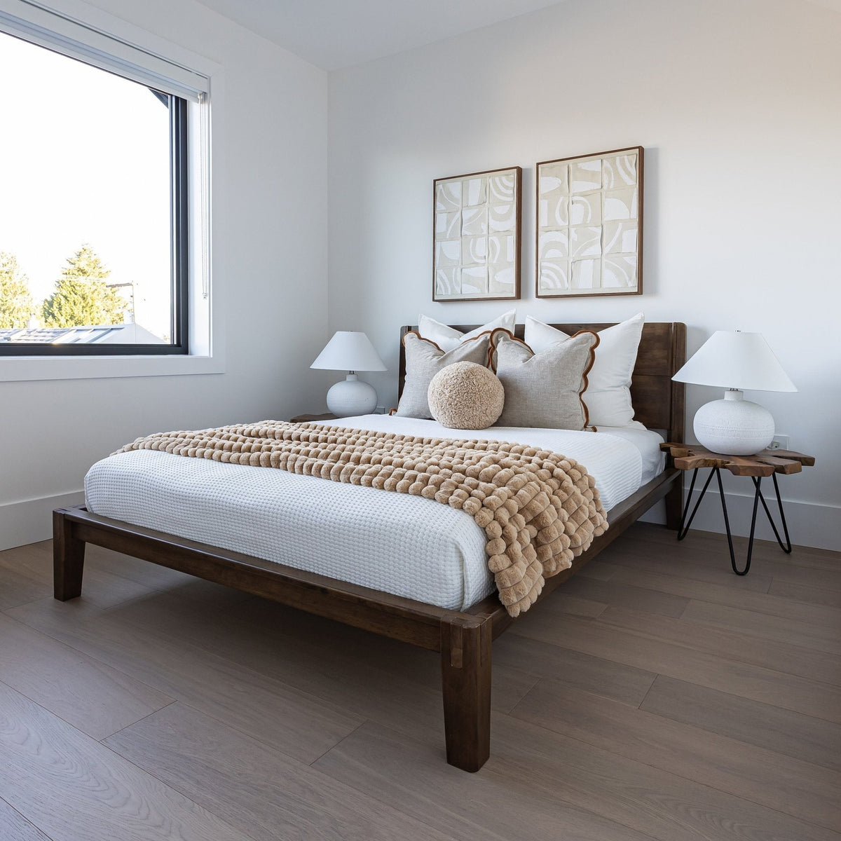 baseLuna Wood Tool - Free Queen Bed - Coffee - Dekor Butik