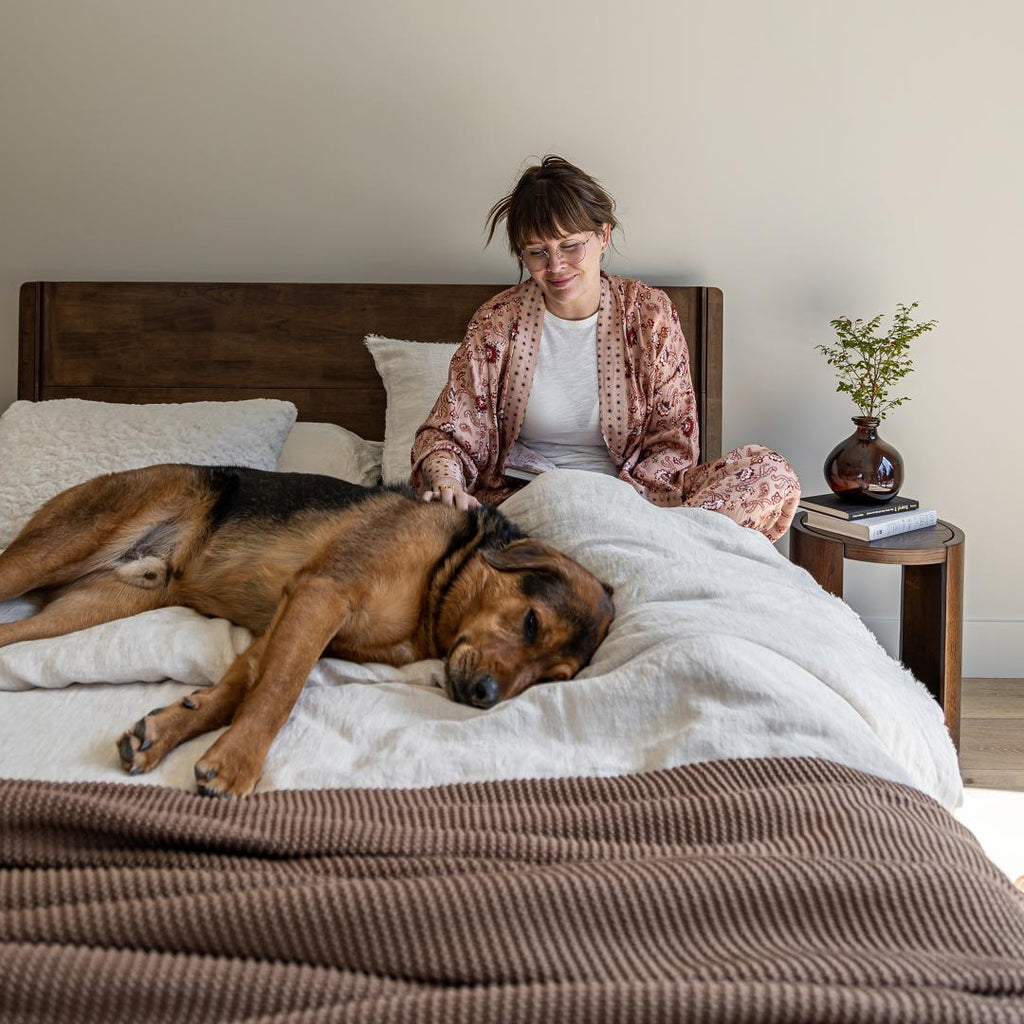 baseLuna Wood Tool - Free Queen Bed - Coffee - Dekor Butik