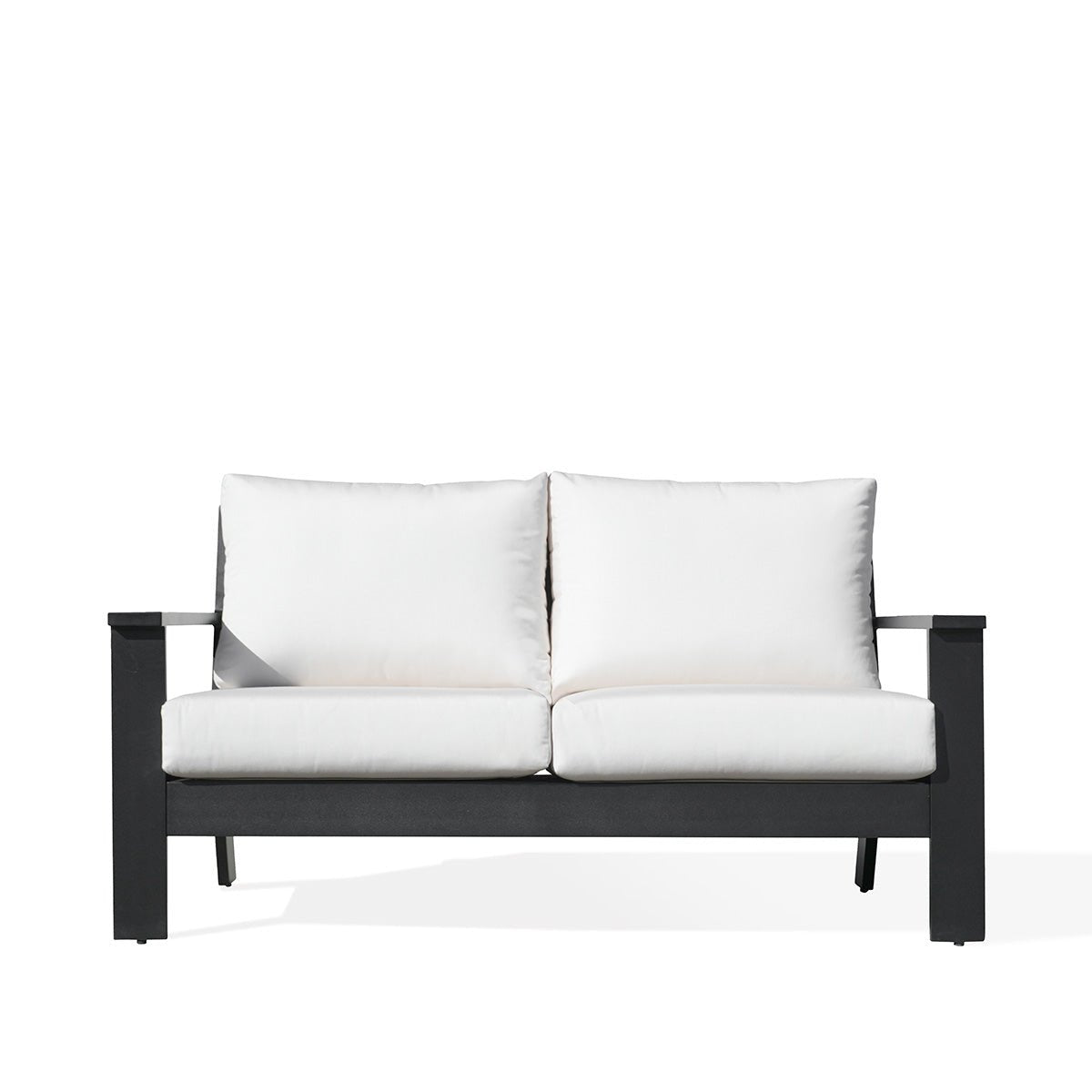 sofasMagnolia Black Aluminum Loveseat with Sunbrella® Cushions - Dekor Butik