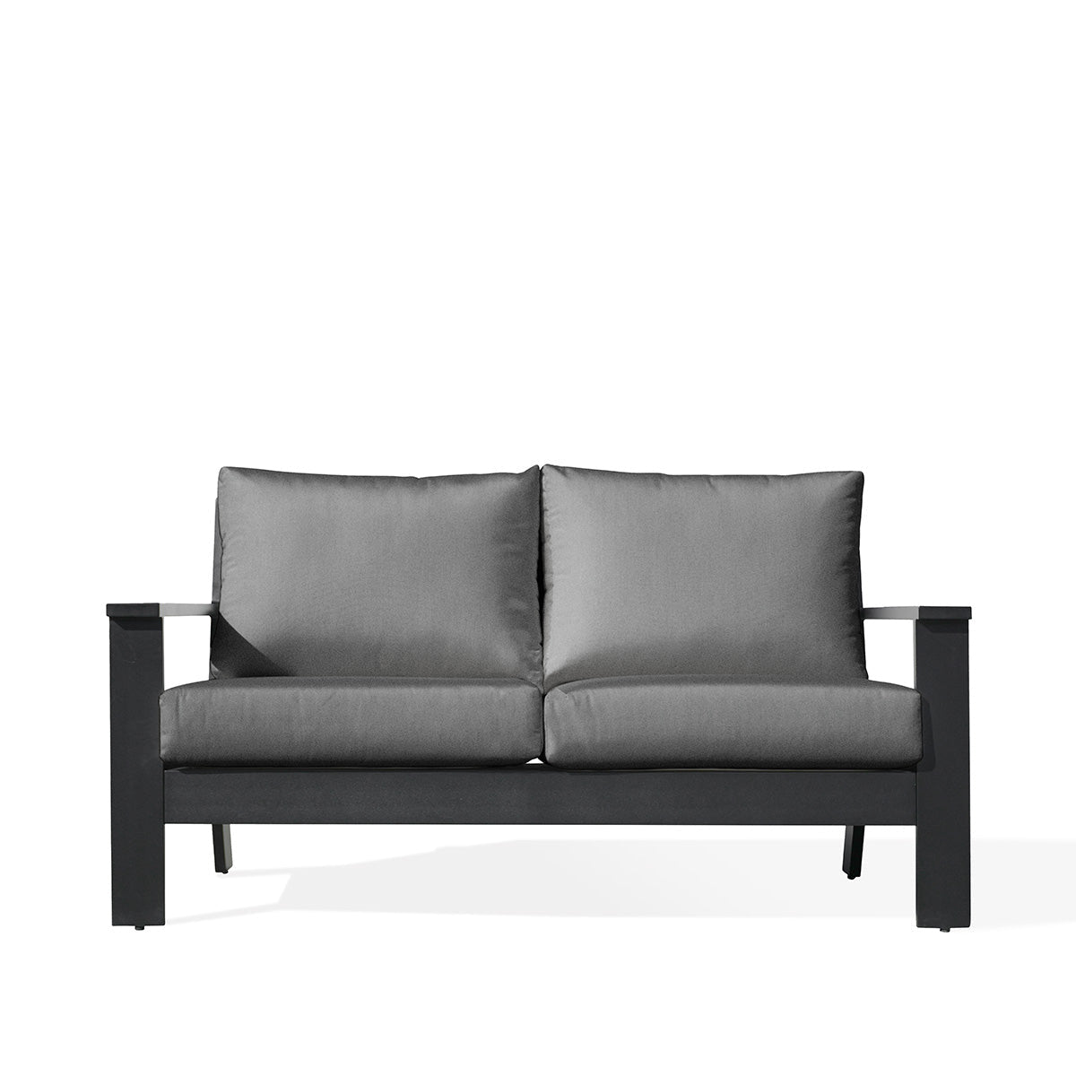 sofasMagnolia Black Aluminum Loveseat with Sunbrella® Cushions - Dekor Butik