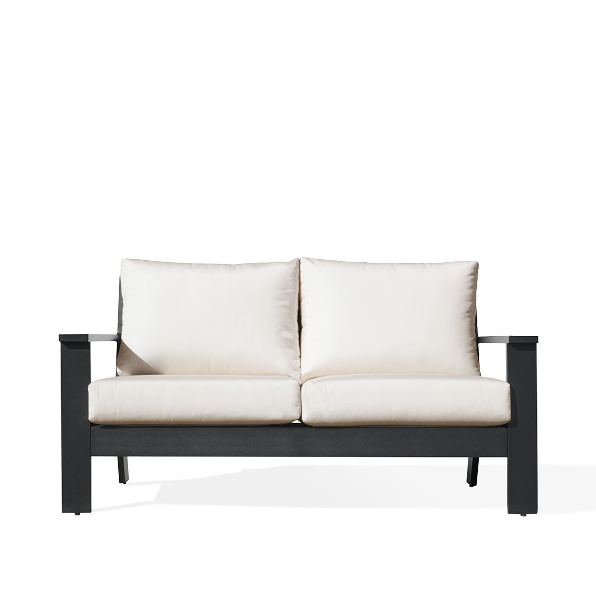 sofasMagnolia Black Aluminum Loveseat with Sunbrella® Cushions - Dekor Butik