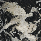 Marilyn Black Forest Marble Black Wood Pedestal Round Dining Table - Dekor Butik
