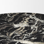 Marilyn Black Forest Marble Black Wood Pedestal Round Dining Table - Dekor Butik