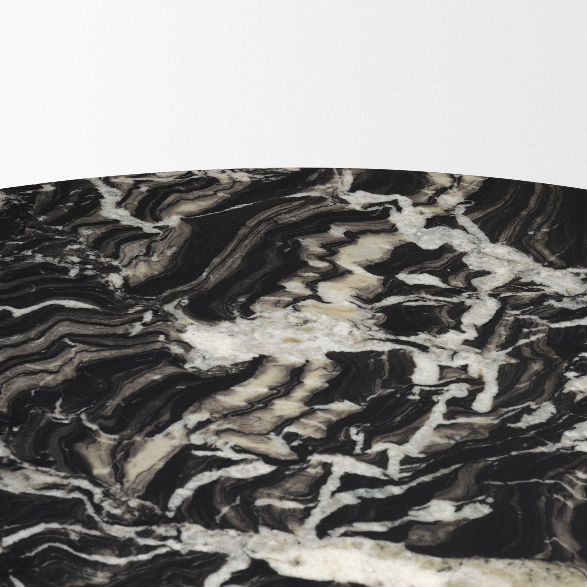 Marilyn Black Forest Marble Black Wood Pedestal Round Dining Table - Dekor Butik