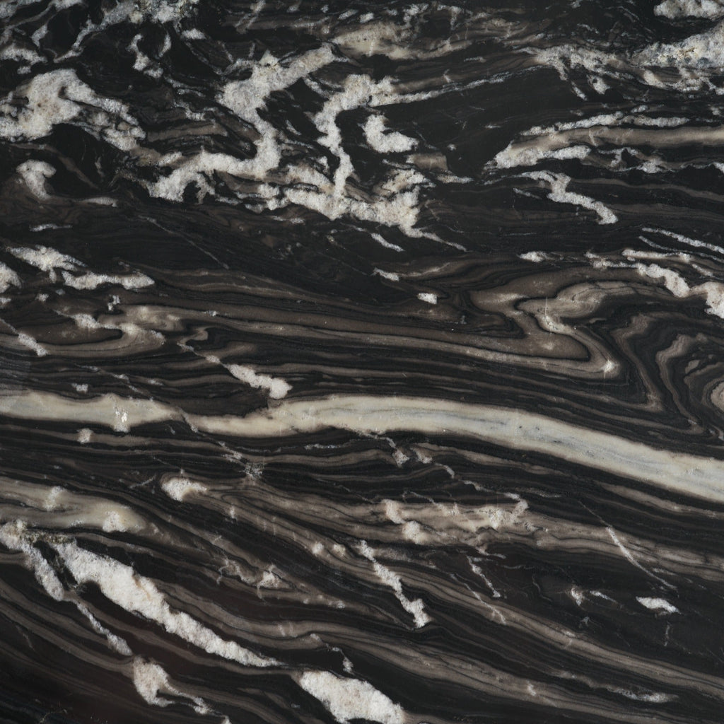 Marilyn Black Forest Marble Black Wood Pedestal Round Dining Table - Dekor Butik