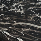 Marilyn Black Forest Marble Black Wood Pedestal Round Dining Table - Dekor Butik