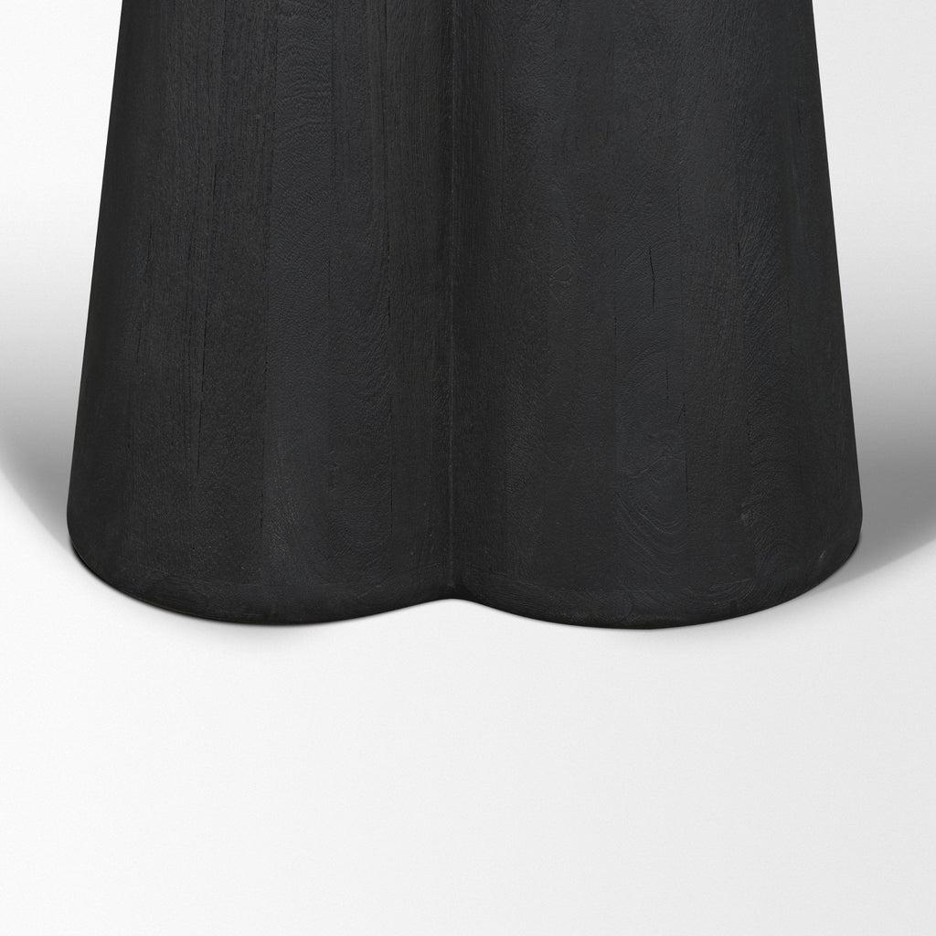 Marilyn Black Forest Marble Black Wood Pedestal Round Dining Table - Dekor Butik