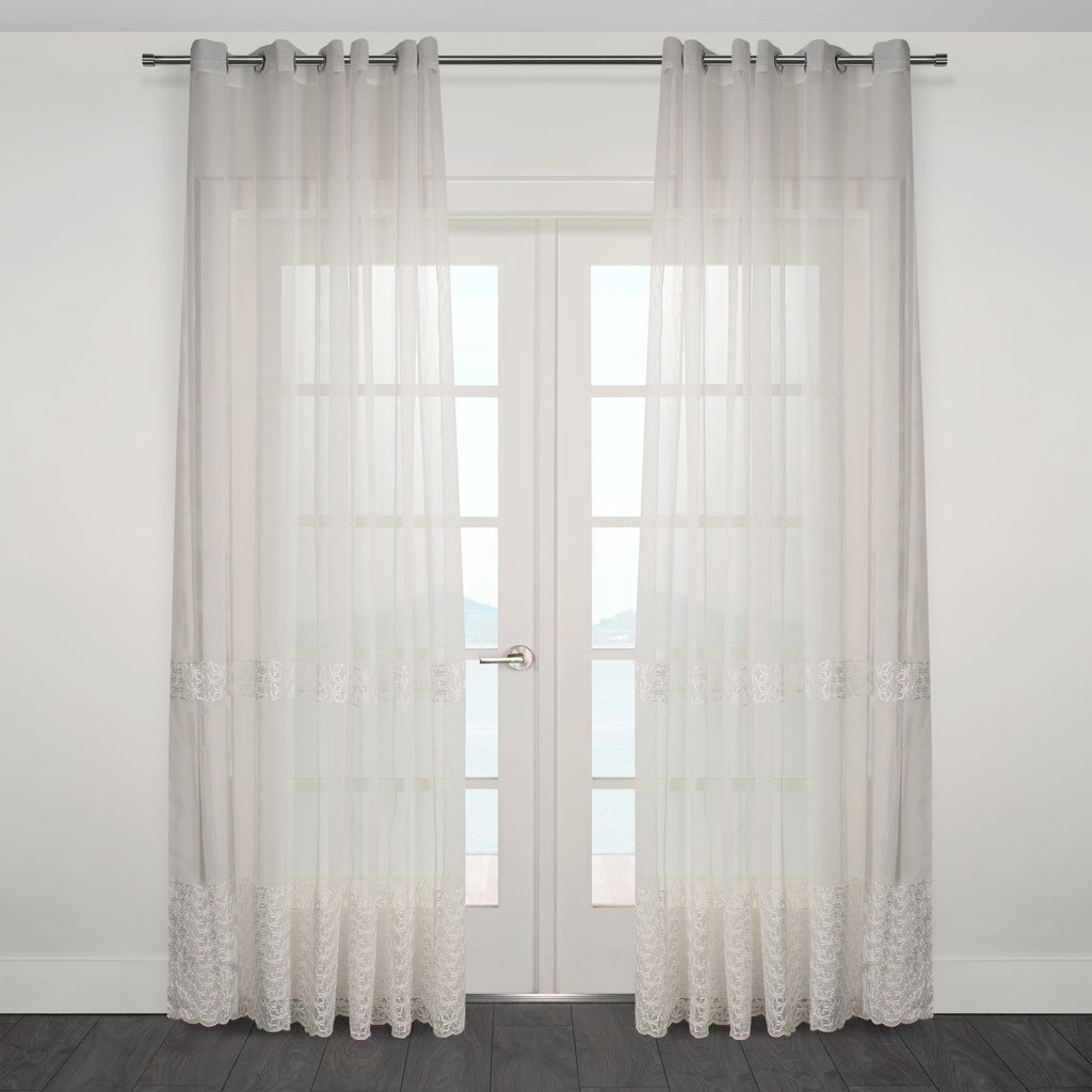 CurtainsMassa Classic Embroidered Sheer Grommet Curtain 80"x 95" - Dekor Butik