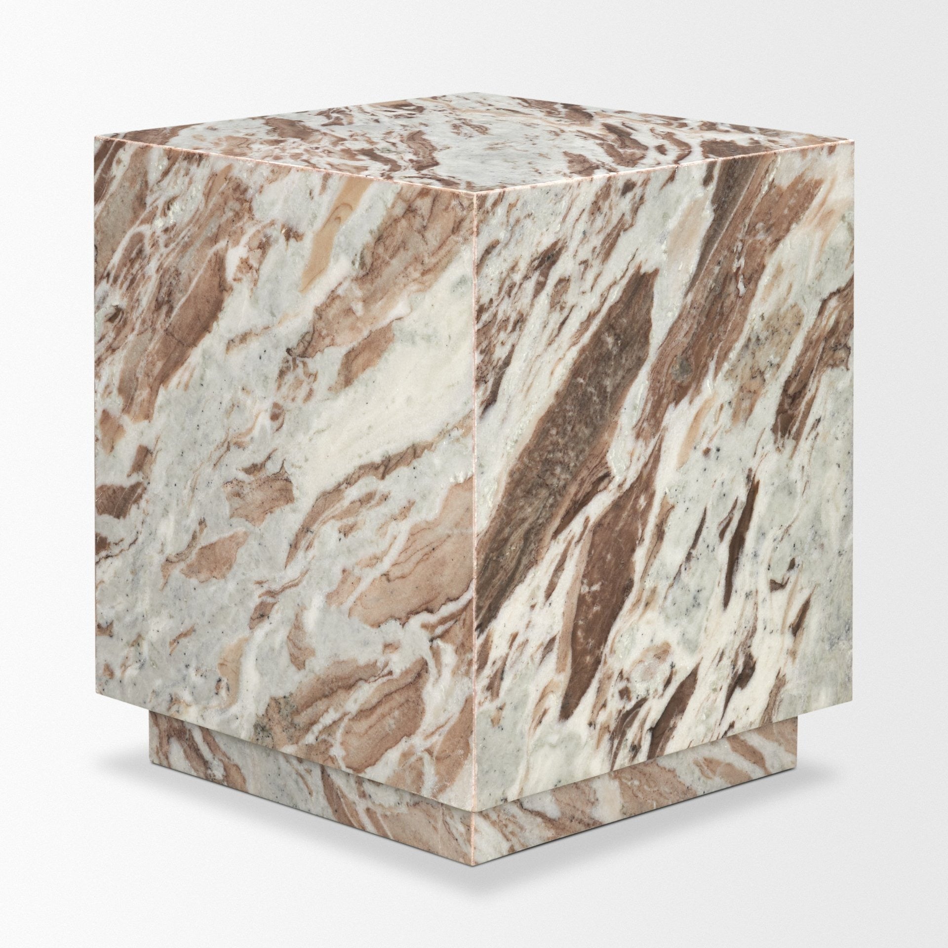 Matteo Solid Pink Marble Square Side Table - Dekor Butik