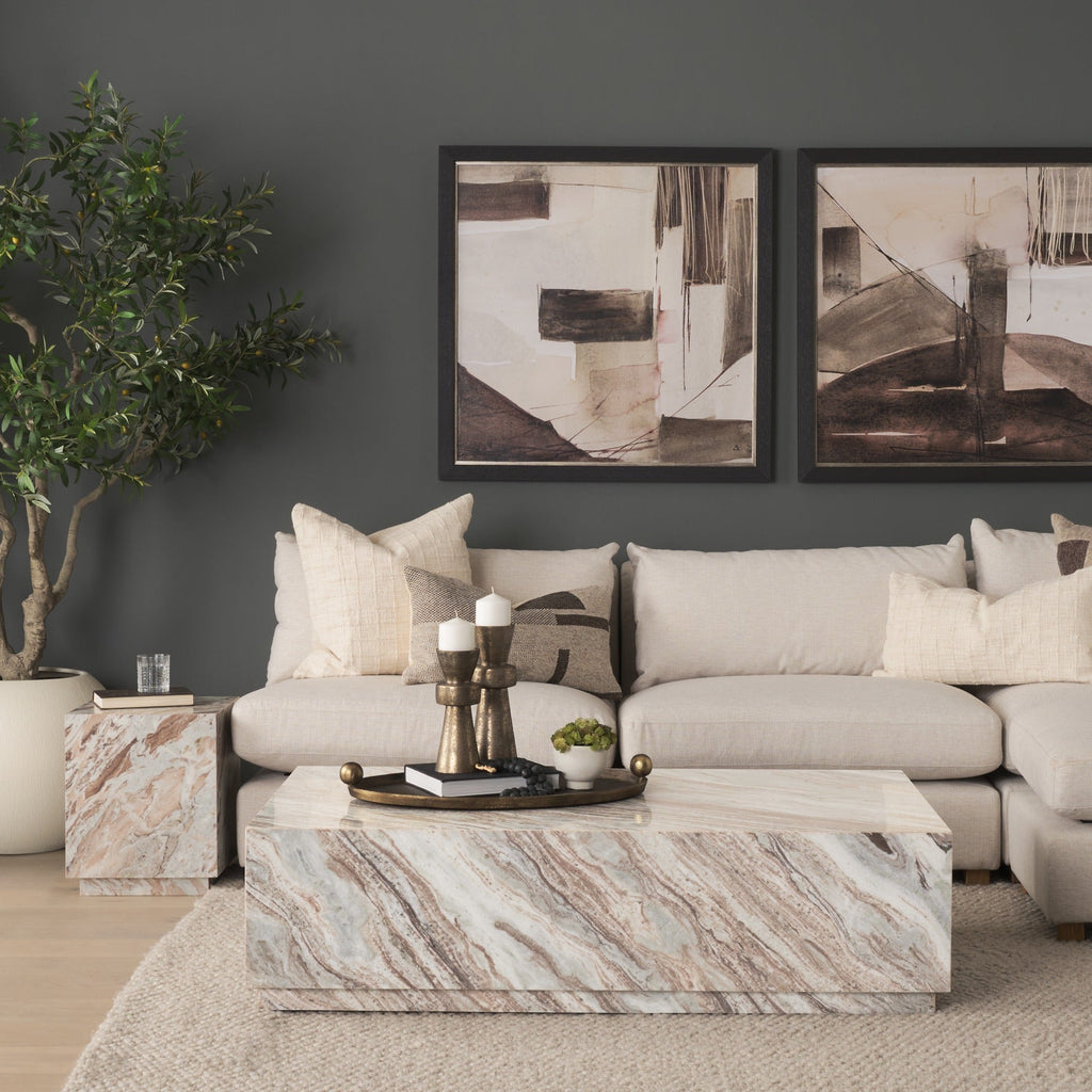 Matteo Solid Pink Marble Square Side Table - Dekor Butik