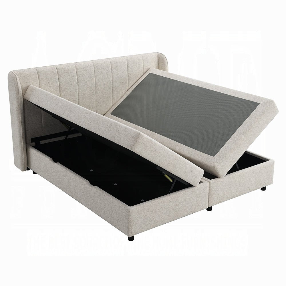 Storage BedMoni Upholstered Lift Storage Queen Bed - Beige - Dekor Butik