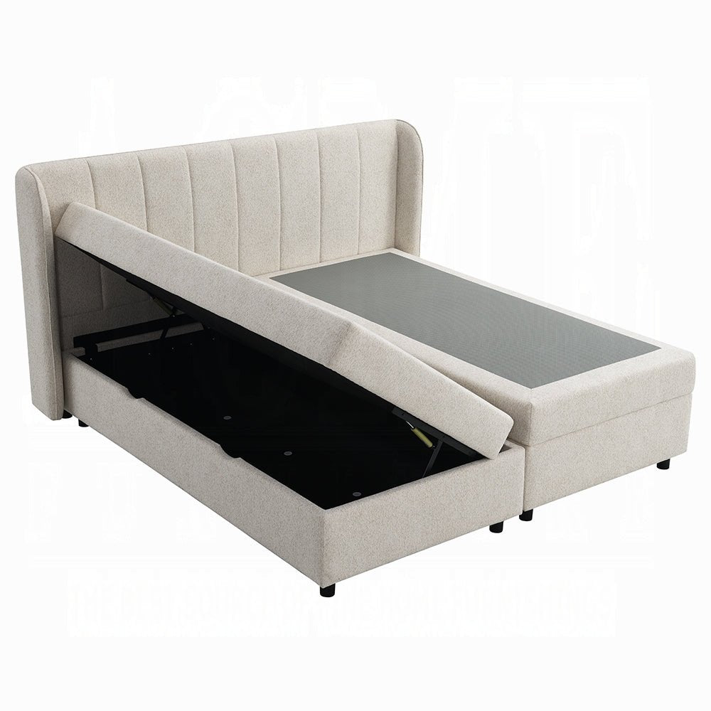 Storage BedMoni Upholstered Lift Storage Queen Bed - Beige - Dekor Butik