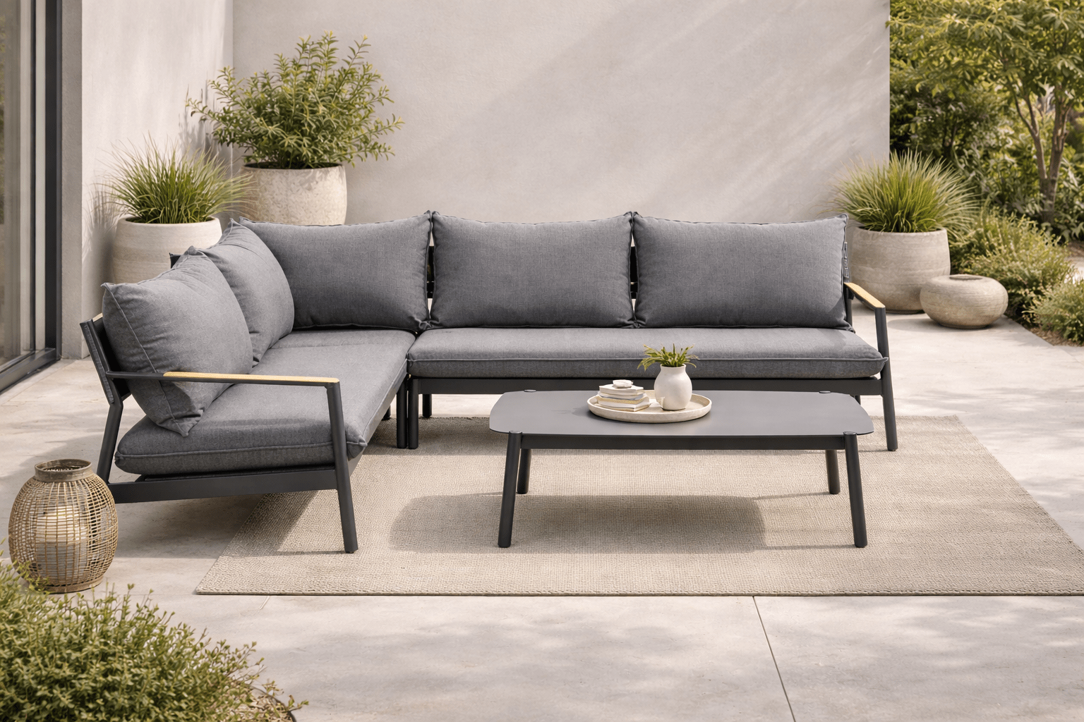 sectionalMonti Nordic Aluminum Sectional Set – Grey Cushions - Dekor Butik