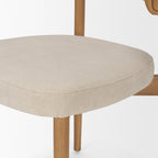 Motley Curved Open Back Cream Fabric and Tan Leather Dining Chair - Dekor Butik