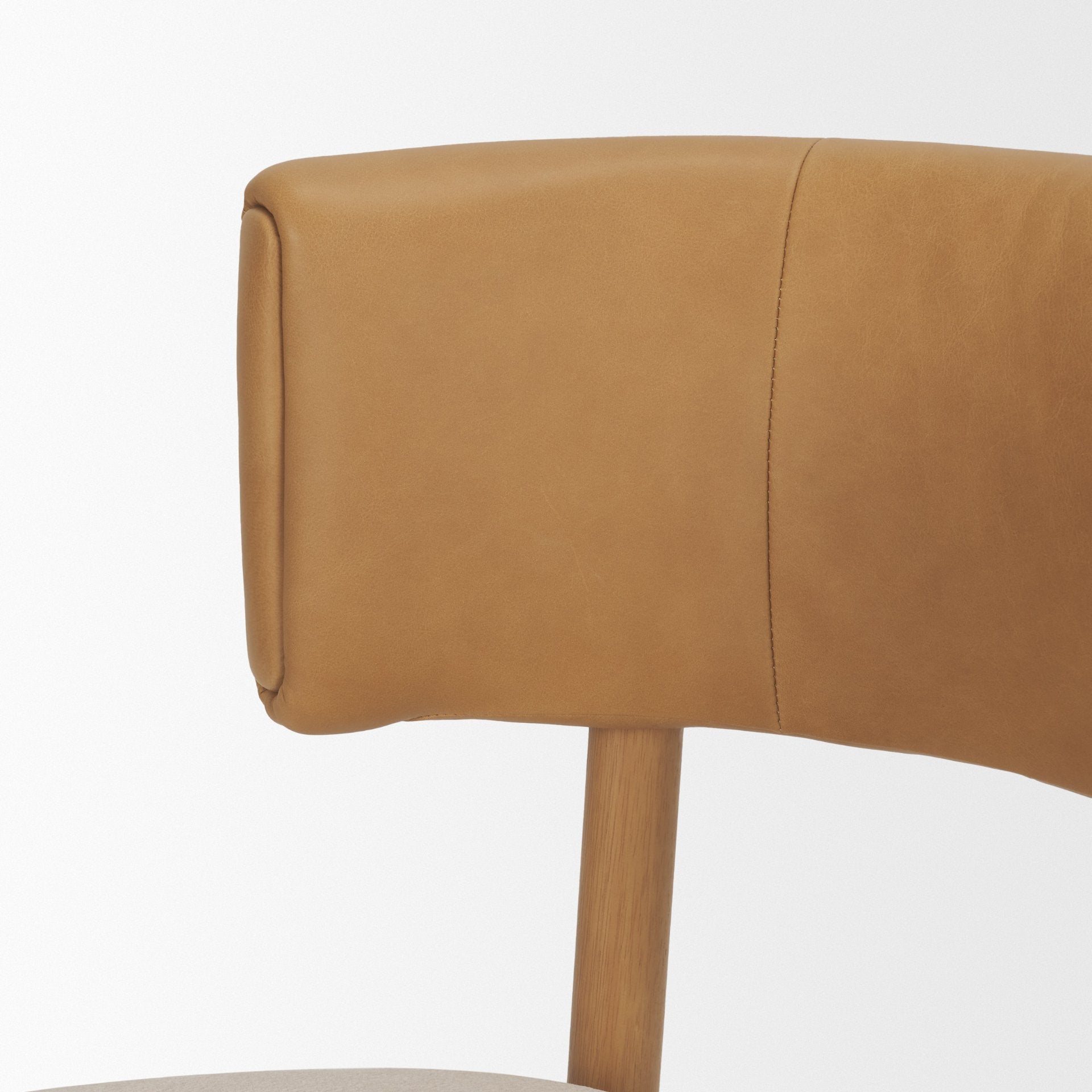 Motley Curved Open Back Cream Fabric and Tan Leather Dining Chair - Dekor Butik