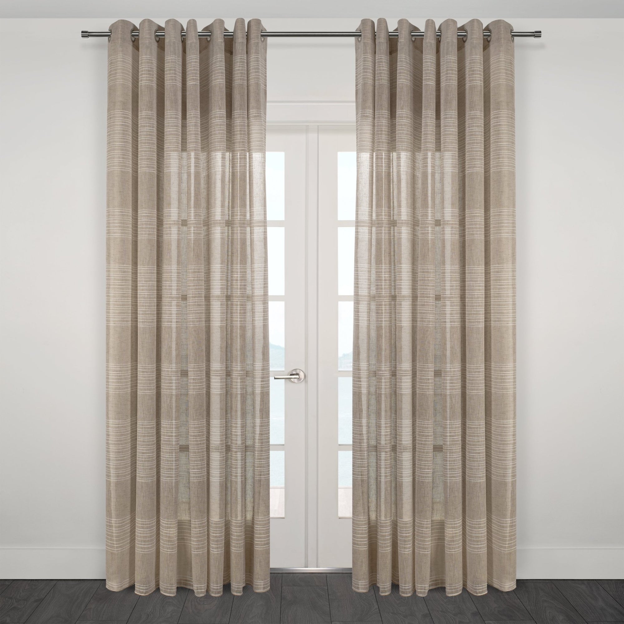 CurtainsMykonos Horizontal Striped Jacquard Sheer Grommet Curtain 108" x 95" - Dekor Butik
