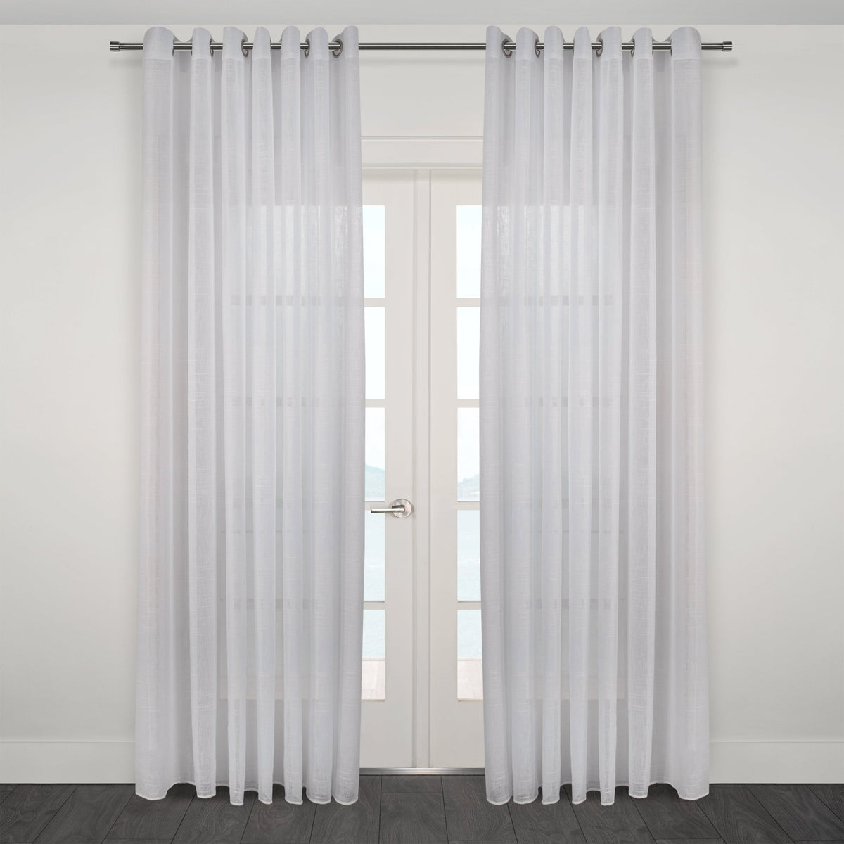 CurtainsMykonos Horizontal Striped Jacquard Sheer Grommet Curtain 108" x 95" - Dekor Butik