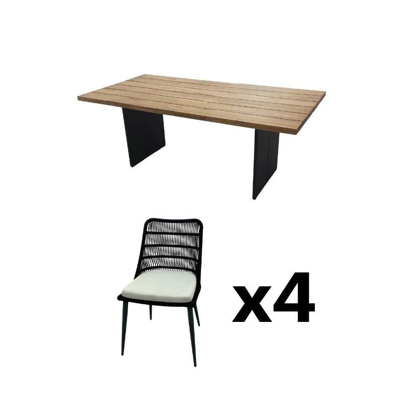 Naples Outdoor Dining Set - Dining Table & 4 Dining Chair - Dekor Butik