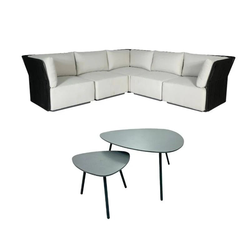 Naples Outdoor Living Set - Nesting Coffee Table & L - Shaped Sectional - Dekor Butik