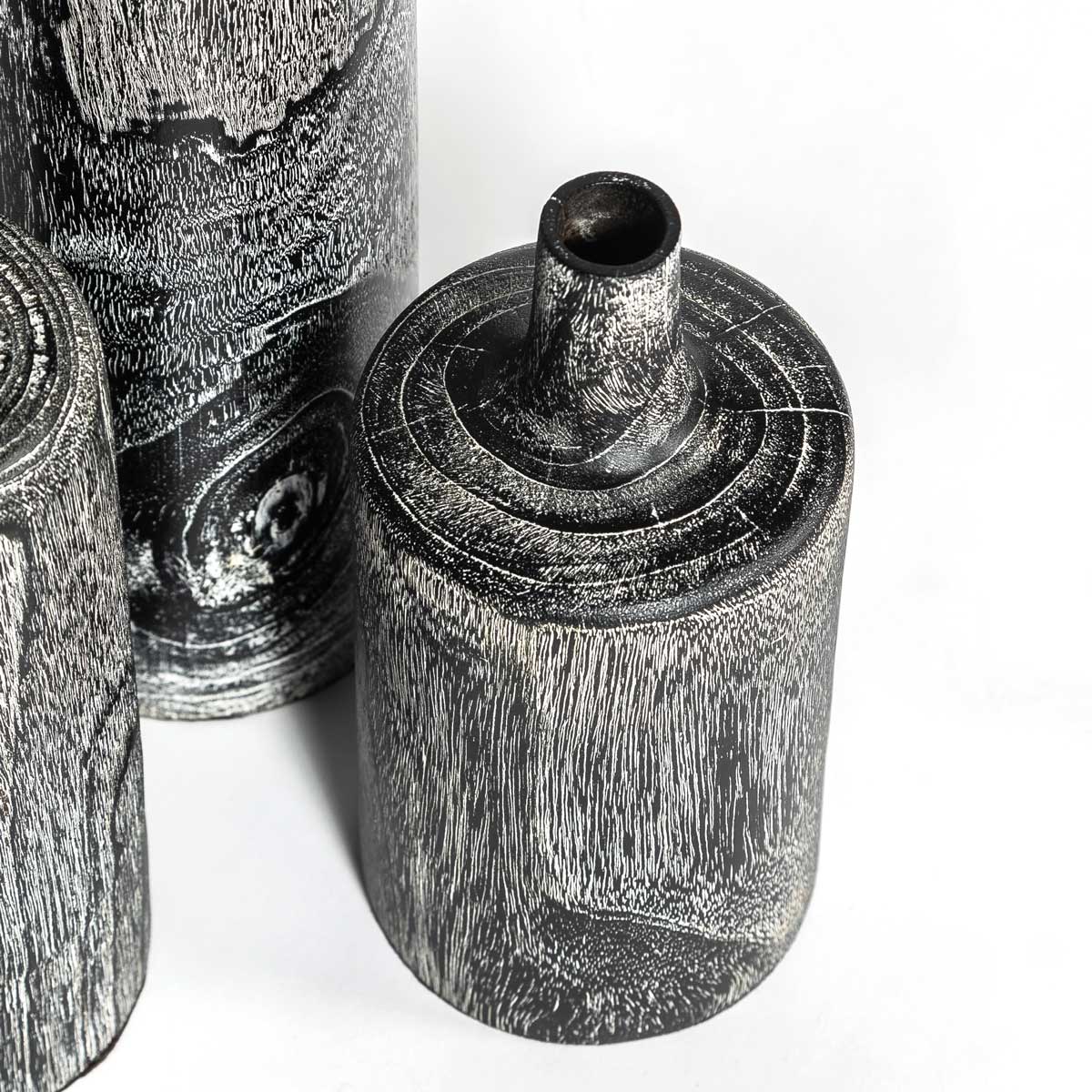 Natura Harper Vase Set of 3 - Burnt Black Teak - Dekor Butik
