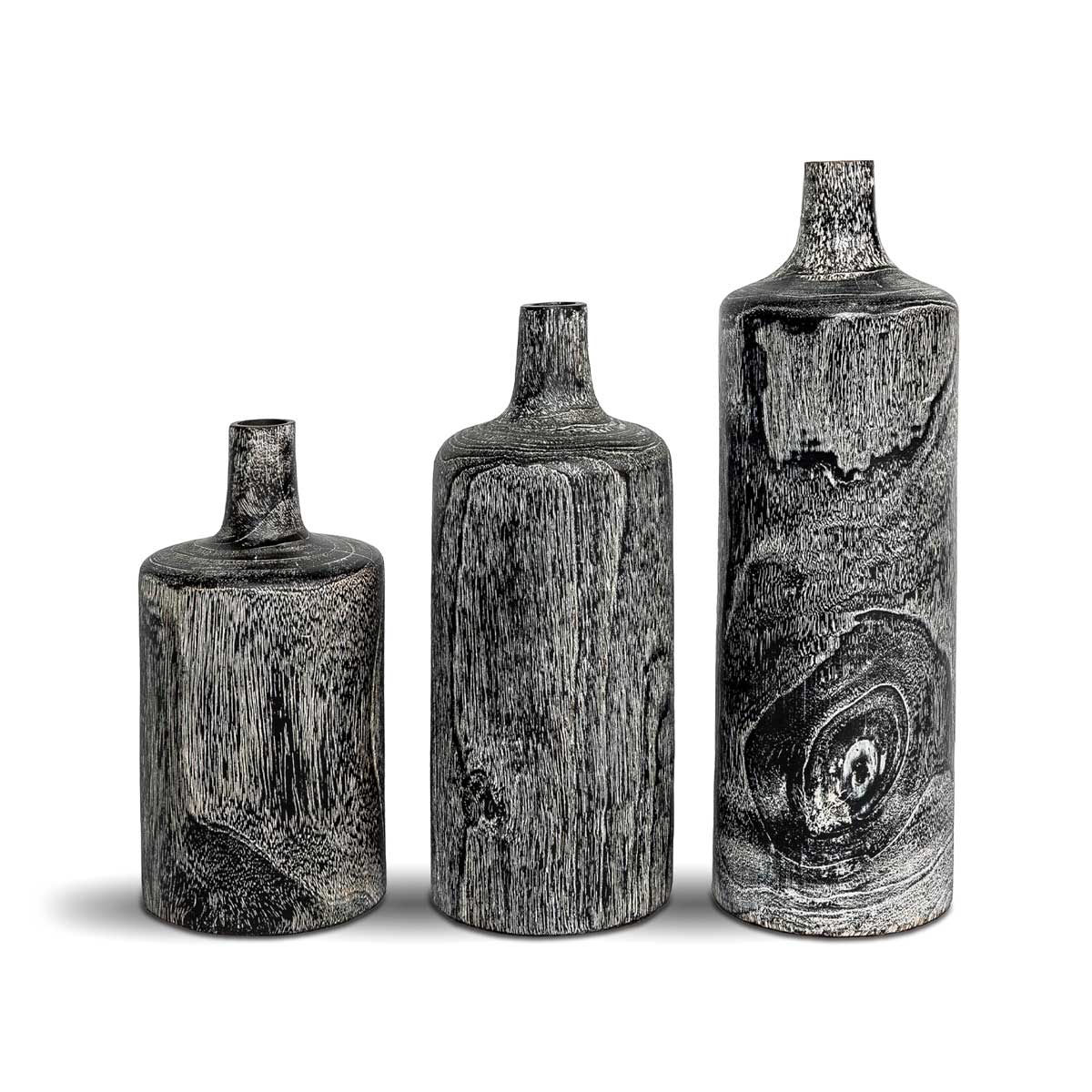 Natura Harper Vase Set of 3 - Burnt Black Teak - Dekor Butik