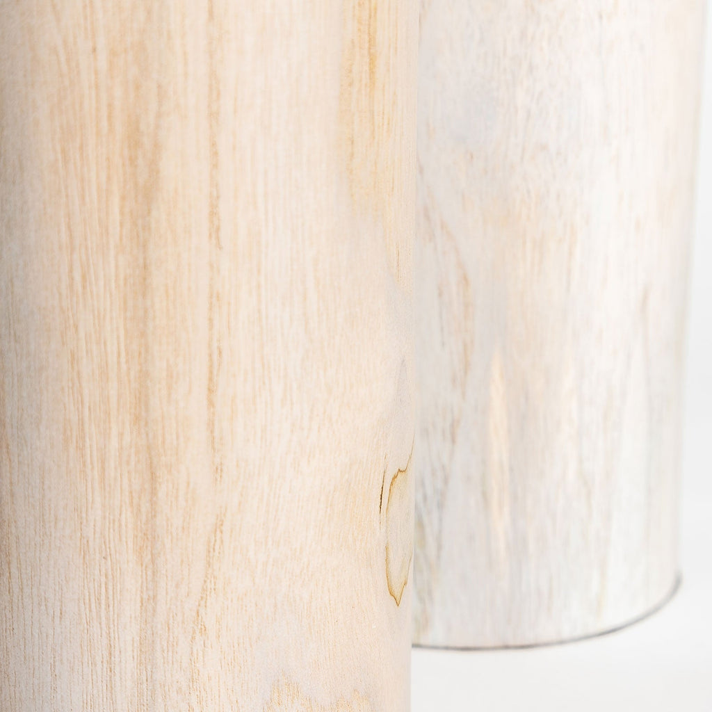 Natura Prado Vase Set of 2 - White Wash Teak - Dekor Butik