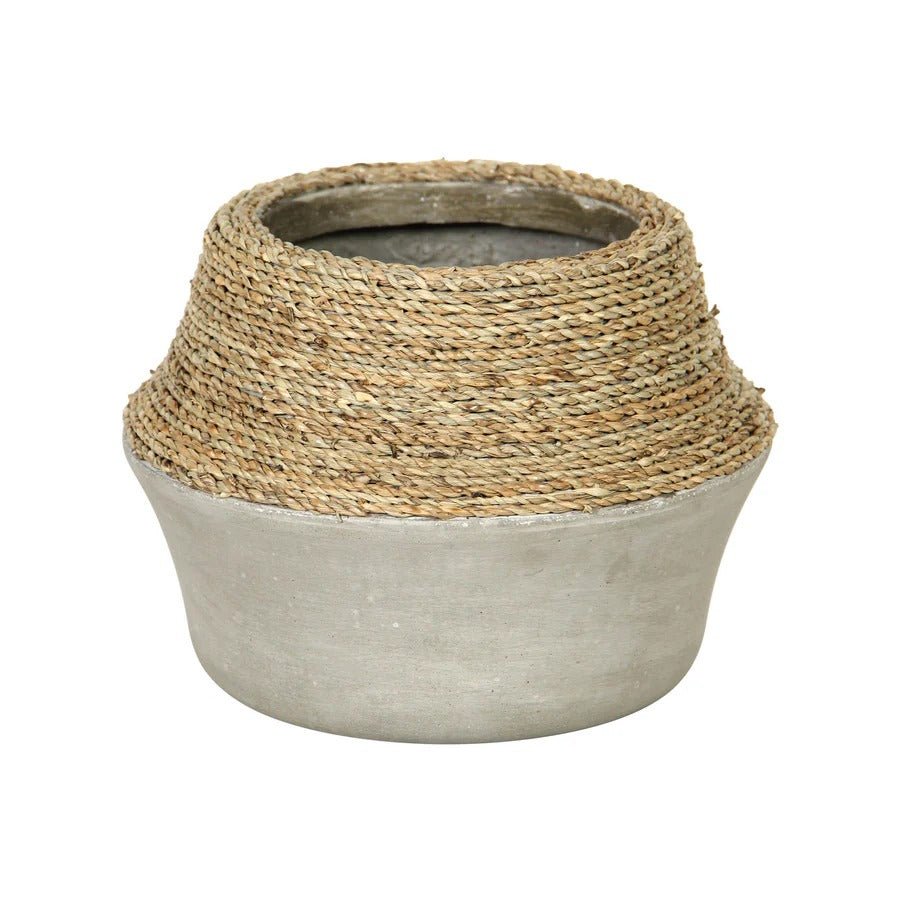 Nature Milk Jug Grass and Concrete Pot - Dekor Butik
