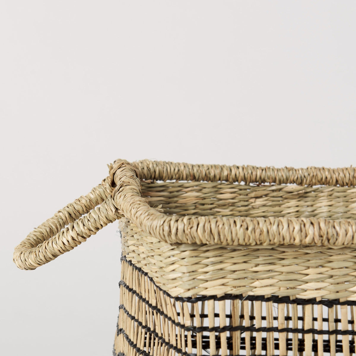 Nia 18.5L x 13.4W x 14.6H Set of 2 Light Brown Seagrass Rectangular Basket with Handles - Dekor Butik