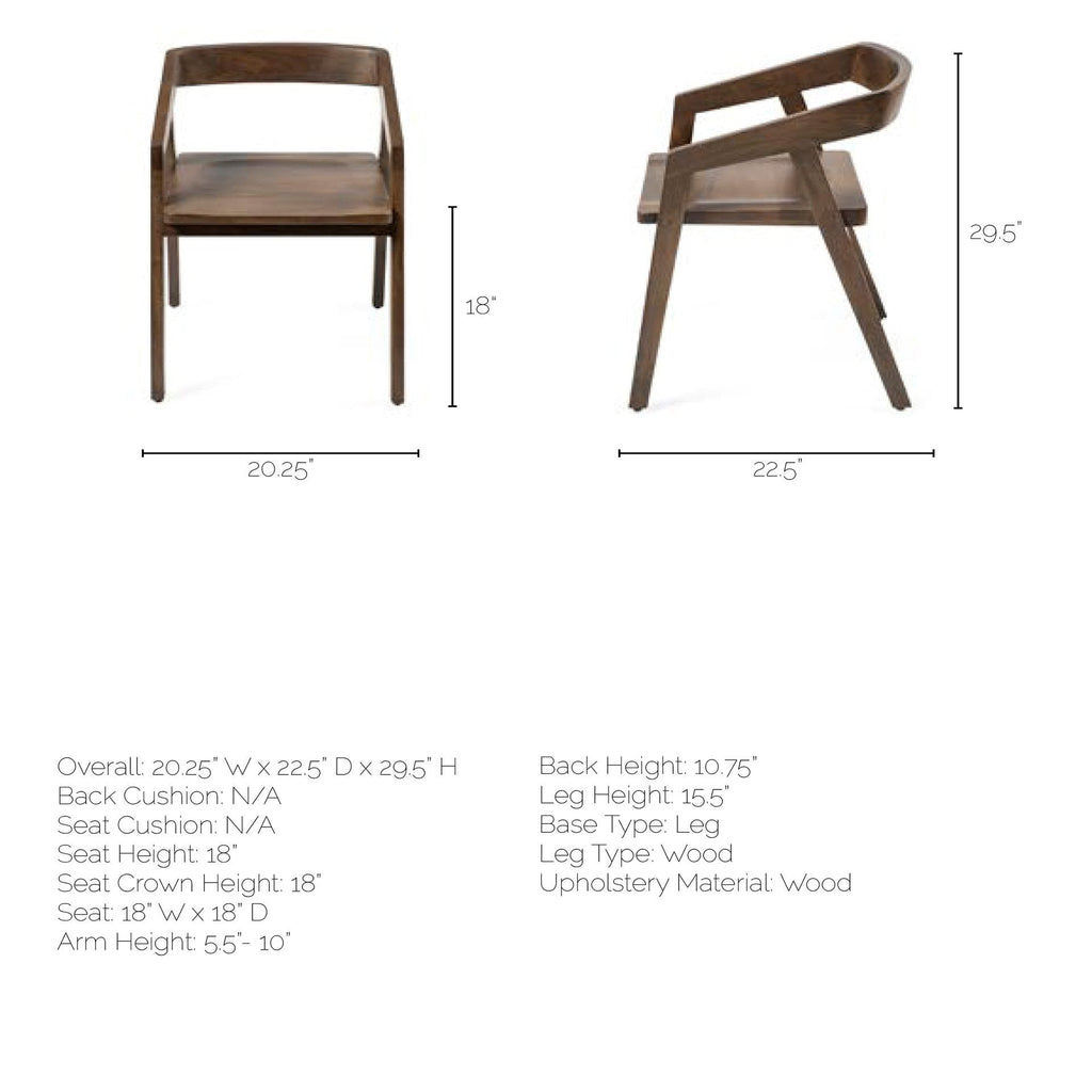 Nicholas I Onyx Brown Solid Wood Dining Chair - Dekor Butik