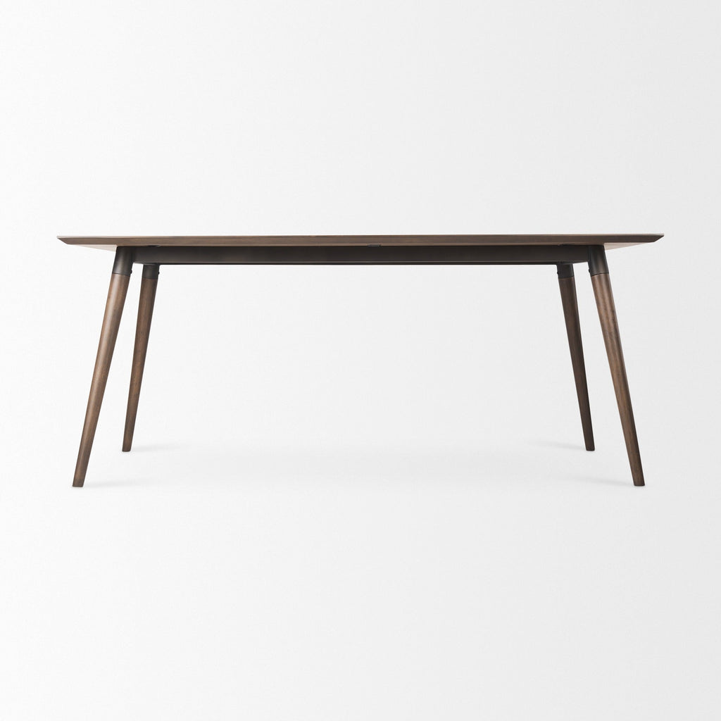 Nicholas II 72x39 Brown Solid Wood Top Metal/Wood Leg Dining Table - Dekor Butik