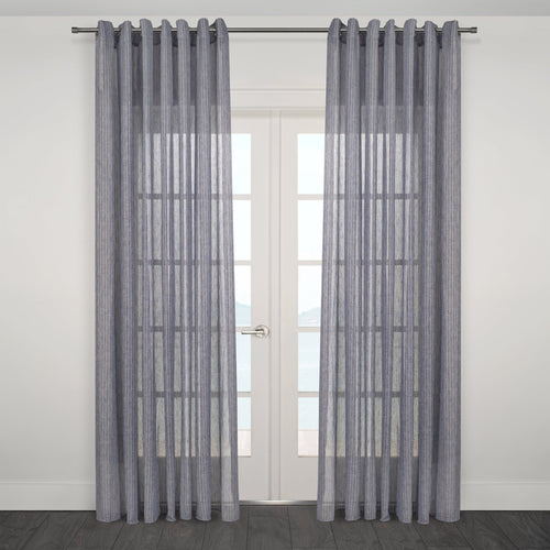 CurtainsNobile Striped Jacquard Navy Sheer Grommet Curtain 108"x 95" - Dekor Butik