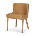Nolan Slope Tan Leather Dining Side Chair - Dekor Butik
