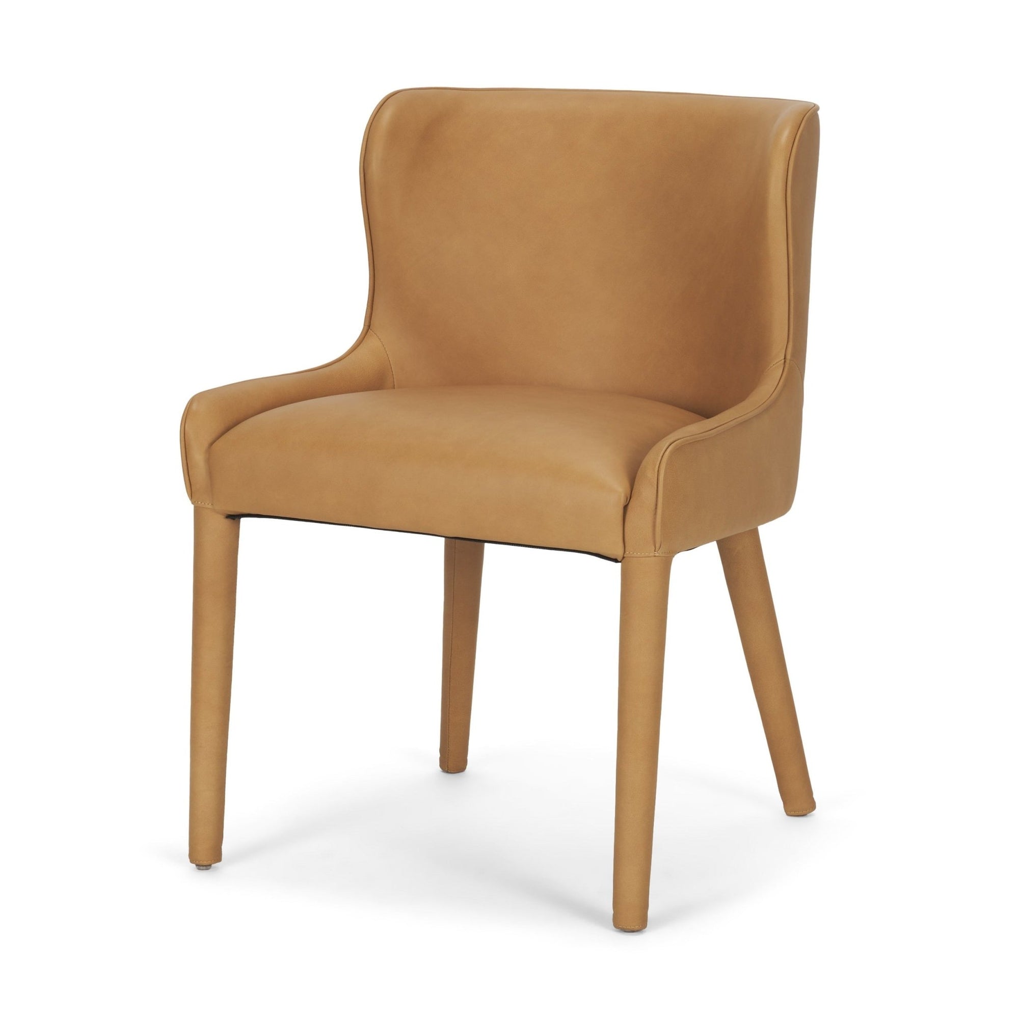 Nolan Slope Tan Leather Dining Side Chair - Dekor Butik