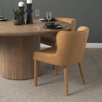 Nolan Slope Tan Leather Dining Side Chair - Dekor Butik
