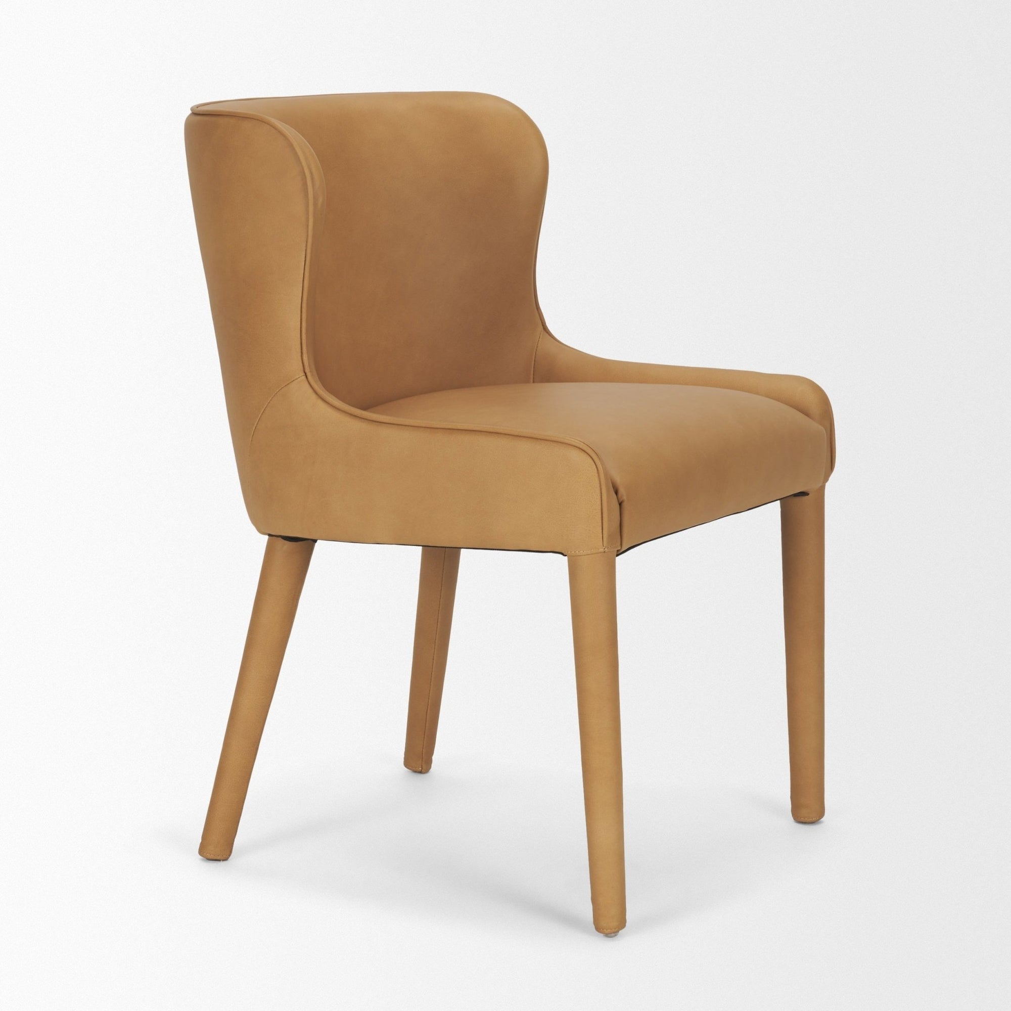 Nolan Slope Tan Leather Dining Side Chair - Dekor Butik